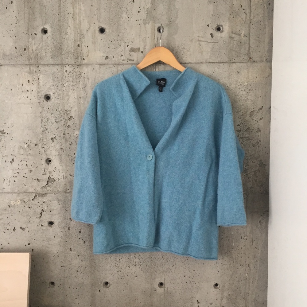 Eileen Fisher blue wool cashmere sweater size m